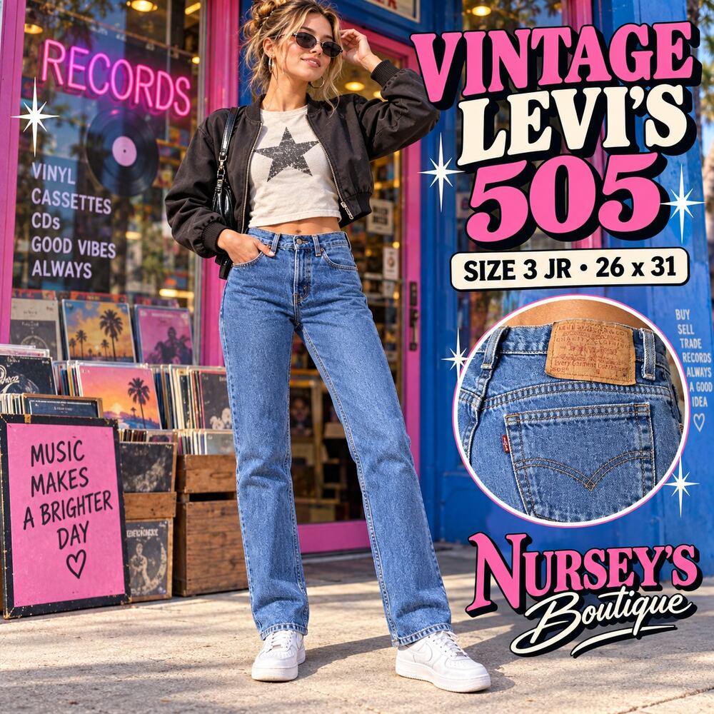 Vintage Levi’s 505 Jeans Women’s 3 JR 26x31 USA Cotton Straight Leg
